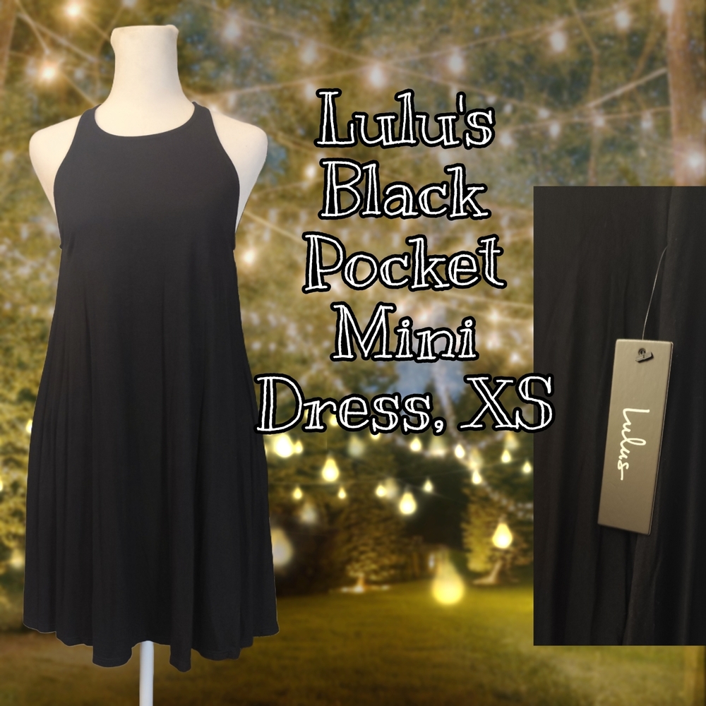 Lulus Elegant Black Keyhole Back Pocket Dress BNWT SZ XS
